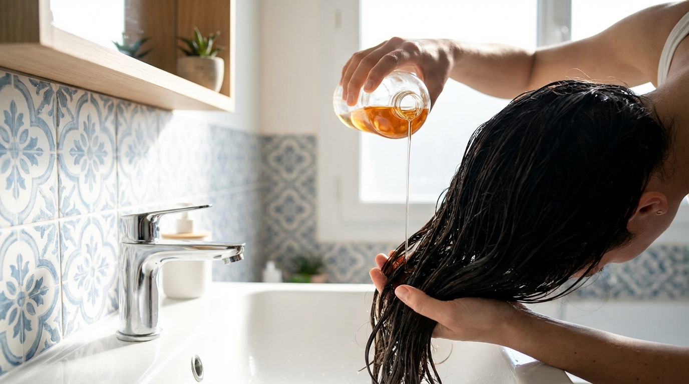 Arrêtez d&rsquo;acheter des soins brillance : ce rinçage à 1 € fait bien mieux en 2 minutes